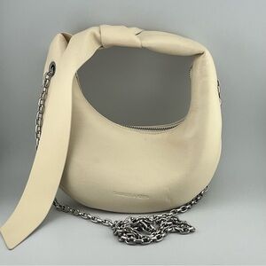 Charles Keith Cream Small Micro Toni Knotted Crescent Hobo Bag Handle Crossbody